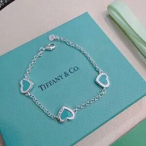 Tiffany & Co. Sterling Silver Three Heart Bracelet